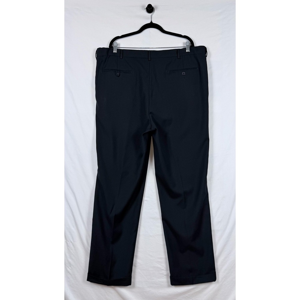 Roundtree & Yorke Lotx2 Dress Pants Black Navy 42x32 Pleated Cuffed Professional - Picture 12 of 15